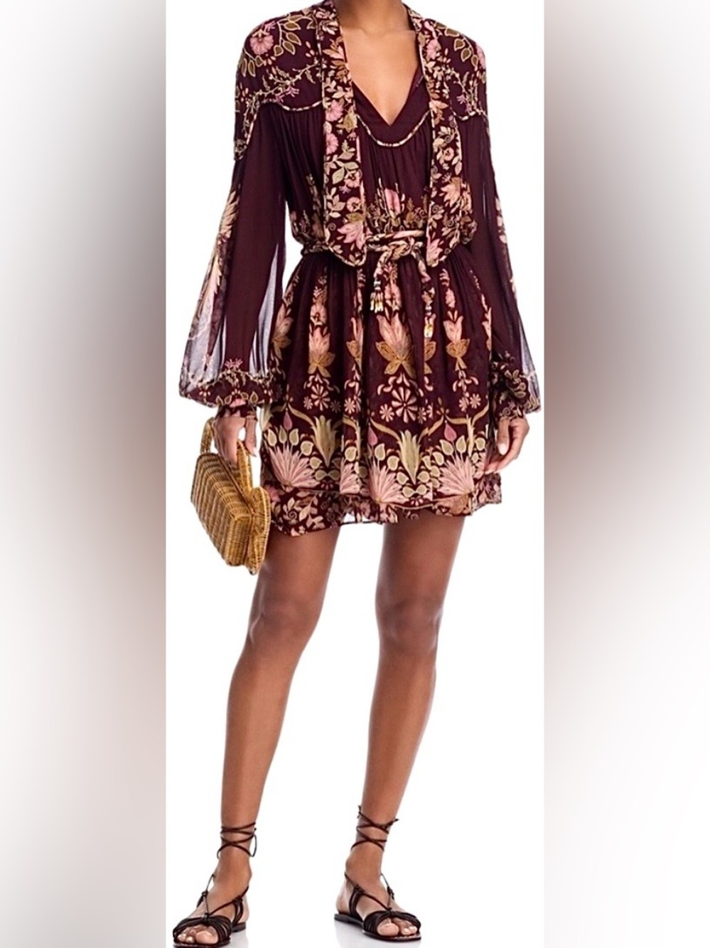 SOLD OUT FARM Rio Bella Burgundy Floral Mini Dress NWT S Sealed